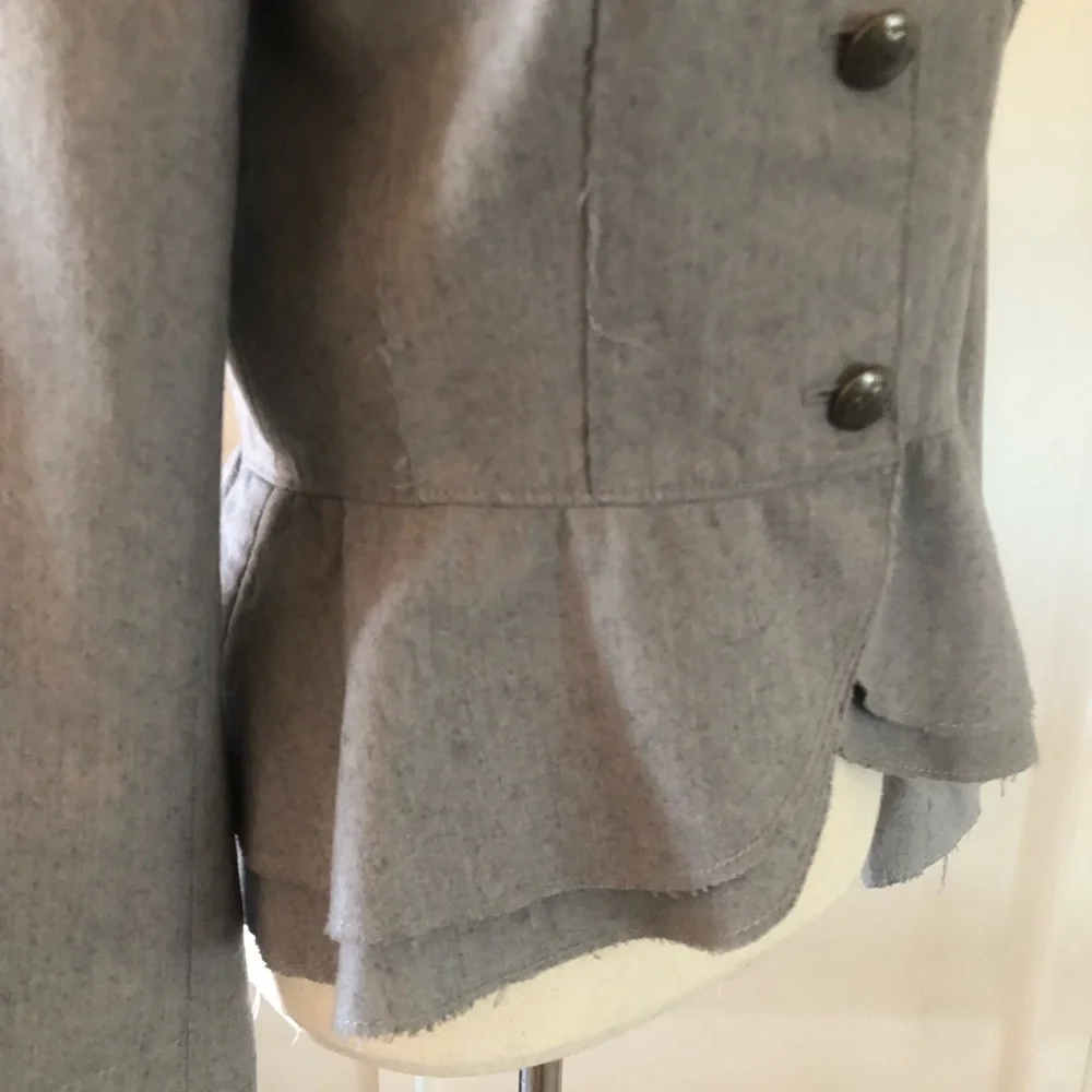 Banana Republic Peplum Military Blazer Gray Wool and Cotton Blend Women's Size 8 - Picture 7 of 16